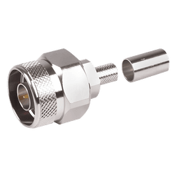 Conector N Macho Hex, de Anillo Plegable y Pin Cautivo para cables RG-8/X, LMR-240, Ni/Au/Teflón.