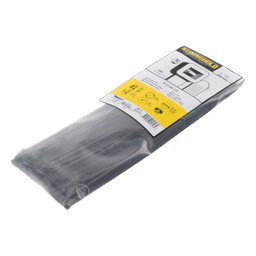 Cincho de Nylon 6.6 StrongHold™, 300mm largo x 3.6mm ancho, Color Negro, Exterior Resistente a Rayos UV, Paquete de 100pz
