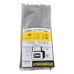 Cincho de Nylon 6.6 StrongHold™, 300mm largo x 3.6mm ancho, Color Negro, Exterior Resistente a Rayos UV, Paquete de 100pz