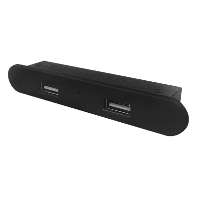 Mini Empotrable Rectangular Color Negro, con 2 Puertos USB con Cable