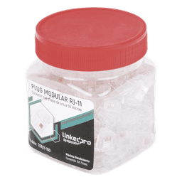 Bote con 100 Piezas de Plug Modular Tipo RJ11 de 4 Contactos Chapado de Oro a 50 Micras