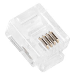 Bote con 100 Piezas de Plug Modular Tipo RJ11 de 4 Contactos Chapado de Oro a 50 Micras