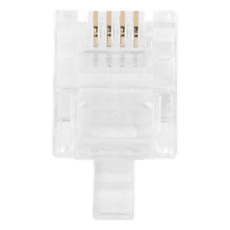 Bote con 100 Piezas de Plug Modular Tipo RJ11 de 4 Contactos Chapado de Oro a 50 Micras