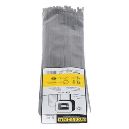 Cincho de Nylon 6.6 StrongHold™, 370mm largo x 3.6mm ancho, Color Negro, Exterior Resistente a Rayos UV, Paquete de 100pz