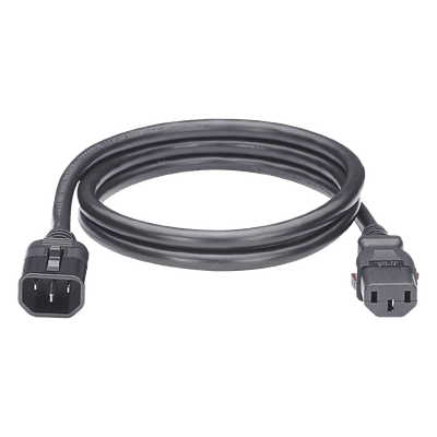 Cable de Alimentación Eléctrica Con Bloqueo de Seguridad, de IEC C14 a IEC C13, 1.2 Metros de Largo, Color Negro, Paquete de 10 Piezas