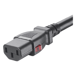 Cable de Alimentación Eléctrica Con Bloqueo de Seguridad, de IEC C14 a IEC C13, 1.2 Metros de Largo, Color Negro, Paquete de 10 Piezas