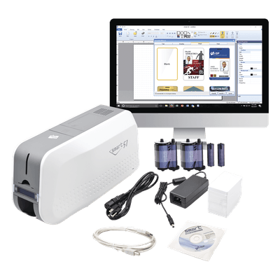 Kit de Impresora tarjetas PVC/ Puede Crecer a Laminador/ Doble Cara / Incluye: 2 x Ribbon a Color, 100 tarjetas PVC, Software, 1 Kit de Limpieza
