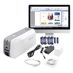 Kit de Impresora tarjetas PVC/ Puede Crecer a Laminador/ Doble Cara / Incluye: 2 x Ribbon a Color, 100 tarjetas PVC, Software, 1 Kit de Limpieza