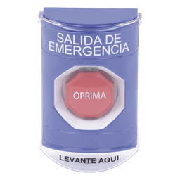Botón de Salida de Emergencia, Texto en Español, Tapa Protectora de Policarbonato Súper Resistente, Restablecimiento con Llave