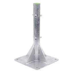 Base para Mástil Hasta 2" con Opresores, Base de 50 x 50 cm y Tubo de 80 cm Ced. 30. Galv. Inmersión.