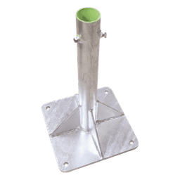 Base para Mástil / 30 x 30 cm / Tubo 50 cm (19.7 in) / Galvanizado en Caliente / Tornillos Opresores 3/8'' / Mástiles 1'' a 2''