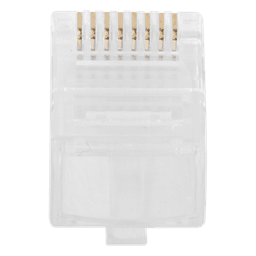 Bote de Plugs Pass Through RJ45 Cat6 / 100 Piezas / Sin Blindaje / Chapado Oro 30 Micras / Diseño Monopieza