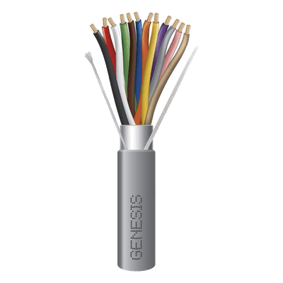 Carrete de 305 Metros (1000 Pies) / Cable de Cobre / 12 x 22 AWG / Riser / Tipo CMR CL3R FPLR / Para Interior / Color Gris / Para Aplicaciones de Alarmas de Intrusión y Automatización