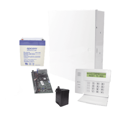 Kit de panel de alarma cableado VISTA-48LA con teclado de 4 zonas integradas, batería y transformador