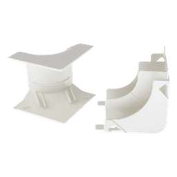 Esquinero interior, para uso con canaleta T45, Material PVC Rígido, Color Blanco Mate