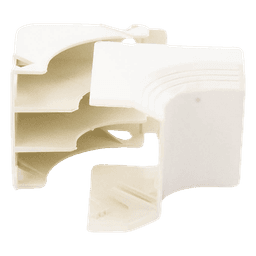Esquinero interior, para uso con canaleta T45, Material PVC Rígido, Color Blanco Mate