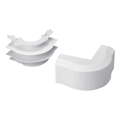 Esquinero exterior, para uso con canaleta T45, Material PVC Rígido, Color Blanco Mate