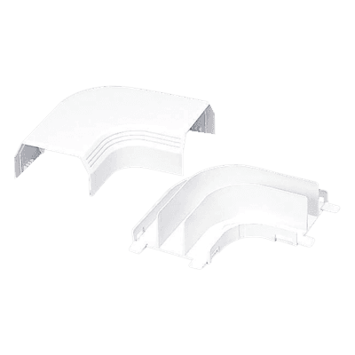 Curva de radio controlado, para uso con canaleta T45, Material PVC Rígido, Color Blanco Mate