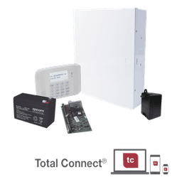 Kit de panel de alarma cableado VISTA-48LA con teclado alfanumérico, receptor RF integrado, batería y transformador