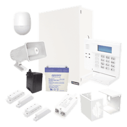 Kit de panel de alarma híbrido de 8 a 48 zonas con teclado de palabras fijas y sensores alámbricos