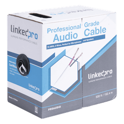 Cable para Audio Profesional de 2 Conductores Calibre 18 para Aplicaciones de Audio y Automatización Bobina de 152 Metros (500 Pies)