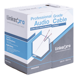 Cable para Audio Profesional de 2 Conductores Calibre 18 para Aplicaciones de Audio y Automatización Bobina de 152 Metros (500 Pies)