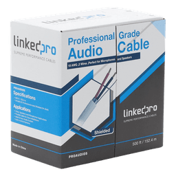 Cable para Audio Profesional Calibre 18 en 2 Hilos 100% Cobre, Blindado Perfecto para Bocinas y Micrófonos, Bobina de 152 Metros (500 Pies)