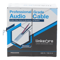 Cable para Audio Profesional Calibre 18 en 2 Hilos 100% Cobre, Blindado Perfecto para Bocinas y Micrófonos, Bobina de 152 Metros (500 Pies)