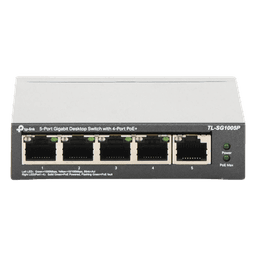Switch Escritorio No Administrable de 5 puertos 10/100/1000 Mbps / Con 4 puertos PoE 802.3af/at de hasta 65 W / PoE Extendido hasta 250 metros