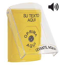 Botón con Texto Personalizado, Tapa Protectora de Policarbonato Súper Resistente, Bocina integrada, Llave para Restablecer