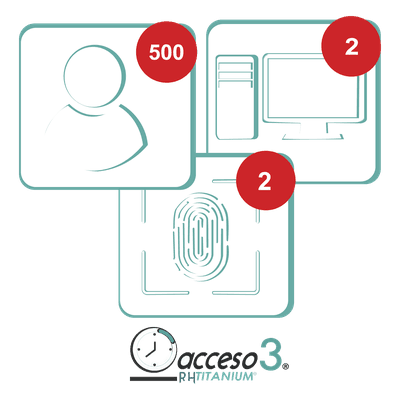 Licencia Software de Control de Asistencia / 500 Empleados / 2 Relojes Checadores / 2 Estaciones PC / Vigencia 3 Años