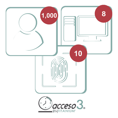 [BAJO PEDIDO] Licencia de 3 años para software Acceso3 TITANIUM / 1000 Empleados / 10 reloj / 10 PC 