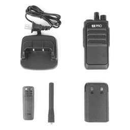Radio Portátil Analógico UHF / 400-470 MHz / 2W / 16 Canales / VOX Manos Libres / Batería 6-8 hrs / 161 g (5.68 oz)