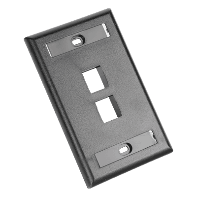 Placa de Pared Vertical, Salida Para 2 Puertos Keystone, Con Espacios Para Etiquetas, Color Negro