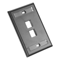 Placa de Pared Vertical, Salida Para 2 Puertos Keystone, Con Espacios Para Etiquetas, Color Negro