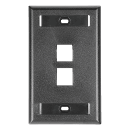 Placa de Pared Vertical, Salida Para 2 Puertos Keystone, Con Espacios Para Etiquetas, Color Negro