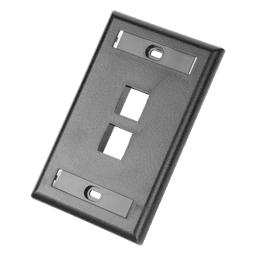 Placa de Pared Vertical, Salida Para 2 Puertos Keystone, Con Espacios Para Etiquetas, Color Negro