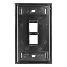 Placa de Pared Vertical, Salida Para 2 Puertos Keystone, Con Espacios Para Etiquetas, Color Negro