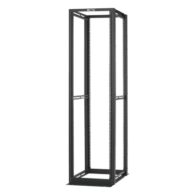 Rack de Cuatro Postes Estándar de 19", Rieles Numerados y Roscados #12-24, Profundidad Máxima de 30 in, 45 Unidades de Rack, Color Negro