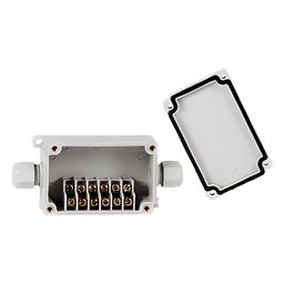 Caja de Conexión Exterior con Conexión Lateral para 6 Líneas (doble tornillo). Incluye Glándulas.