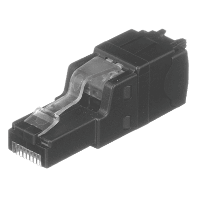 Plug RJ45 UTP, Instalación Recta, Terminación en Campo Certificable, Compatible con Cat5e, Cat6 y Cat6A, Color Negro