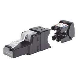 Plug RJ45 UTP, Instalación Recta, Terminación en Campo Certificable, Compatible con Cat5e, Cat6 y Cat6A, Color Negro