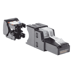Plug RJ45 UTP, Instalación Recta, Terminación en Campo Certificable, Compatible con Cat5e, Cat6 y Cat6A, Color Negro