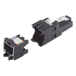 Plug RJ45 UTP, Instalación Recta, Terminación en Campo Certificable, Compatible con Cat5e, Cat6 y Cat6A, Color Negro