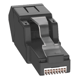 Plug RJ45 UTP, Instalación Angulada 45 Grados, Terminación en Campo Certificable, Compatible con Cat5e, Cat6 y Cat6A, Color Negro