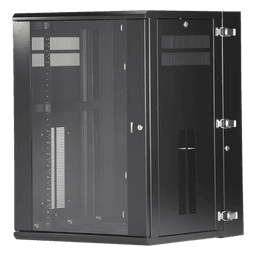Gabinete PanZone de Montaje en Pared, de 19in, Puerta con Ventana de Seguridad, 18 UR, 635mm de Profundidad, Color Negro