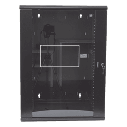 Gabinete PanZone de Montaje en Pared, de 19in, Puerta con Ventana de Seguridad, 18 UR, 635mm de Profundidad, Color Negro