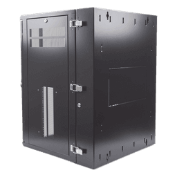 Gabinete PanZone de Montaje en Pared, de 19in, Puerta con Ventana de Seguridad, 18 UR, 635mm de Profundidad, Color Negro