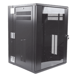 Gabinete PanZone de Montaje en Pared, de 19in, Puerta con Ventana de Seguridad, 18 UR, 635mm de Profundidad, Color Negro