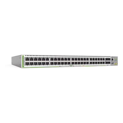Switch PoE+ Administrable CentreCOM GS980M, Capa 3 de 48 puertos 10/100/1000Mbps + 4 SFP Gigabit, 740 W